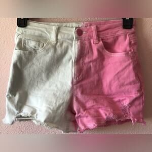 Justice white pink denim cut off shorts size 16